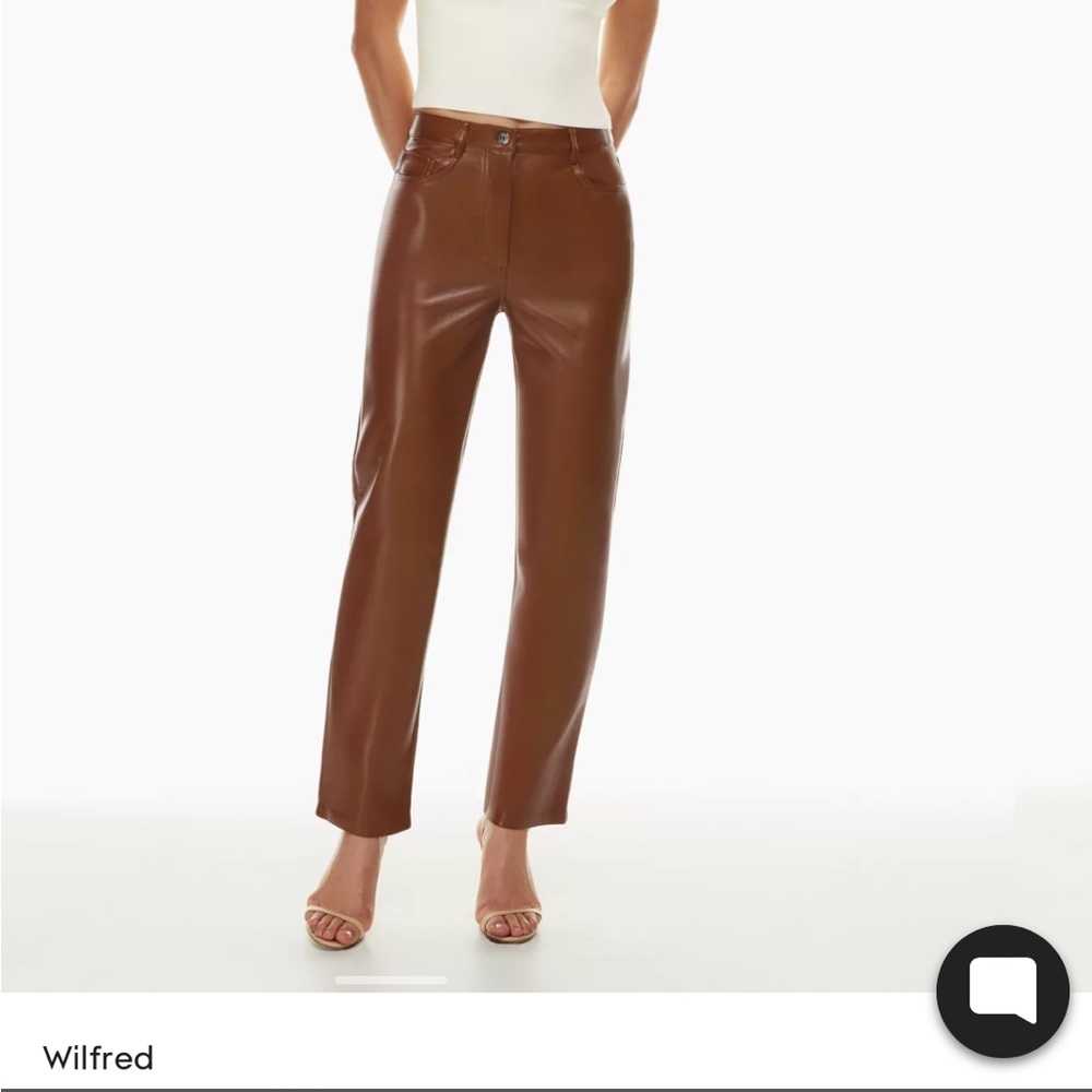 Aritzia Melina vegan leather Pant - size 4, short in color Cognac